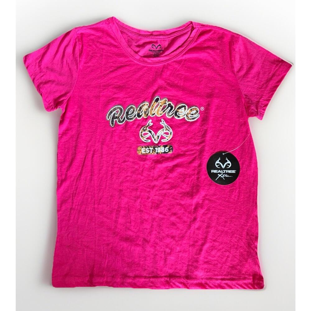 Realtree Pink Graphic T-Shirt Womens XL Short Sleeve Logo Tee New W/ Tag Hunting